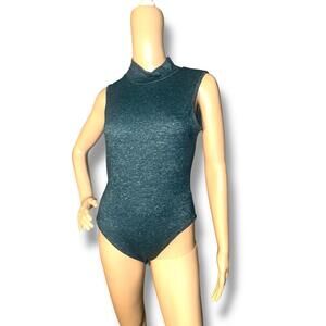 ❤️Entro Sleeveless Mock Neck Bodysuit Size Large Green Heathered